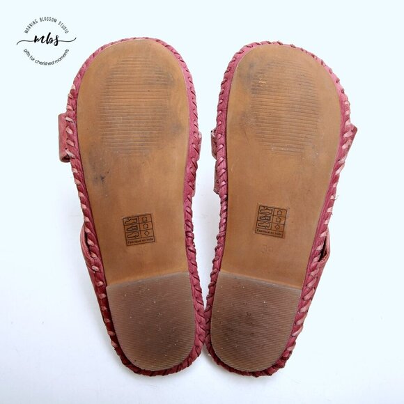 Free People Bailey Leather Criss Cross Strappy Boho Sandals Pink Women Size 8.5‎ - Picture 12 of 15